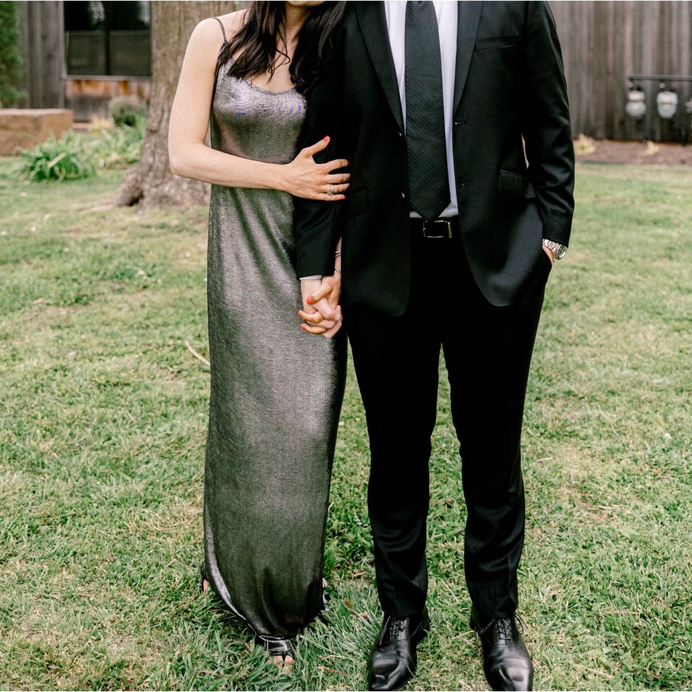 Reformation Silver Metallic Dress